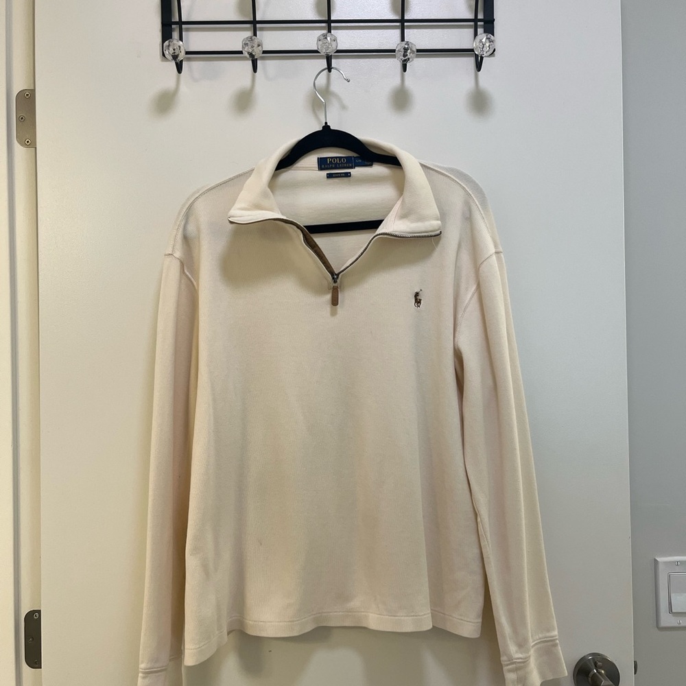 ✨ Polo Ralph Lauren Estate Rib Quarter Zip Pullover - Cream - Large